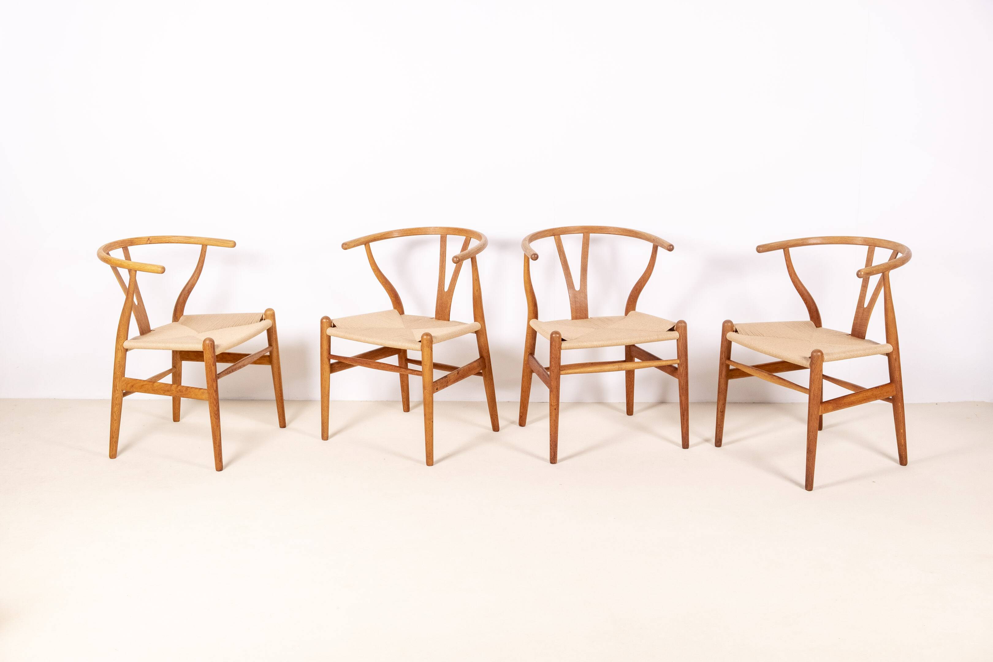 4x Hans J. Wegner Oak CH24 Wishbone Chair, 1980s Denmark
