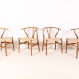 4x Hans J. Wegner Oak CH24 Wishbone Chair, 1980s Denmark