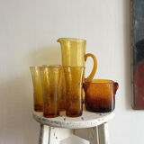 Service à orangeade en verre bulle Biot
