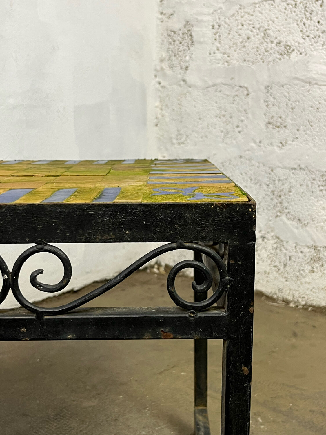 Nesting tables ceramic wrought iron