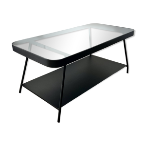 Table basse noire avec - vitre