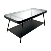 Table basse noire avec vitre fumée
