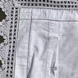 MC embroidered pillowcase with flower detailing and crocheted edge