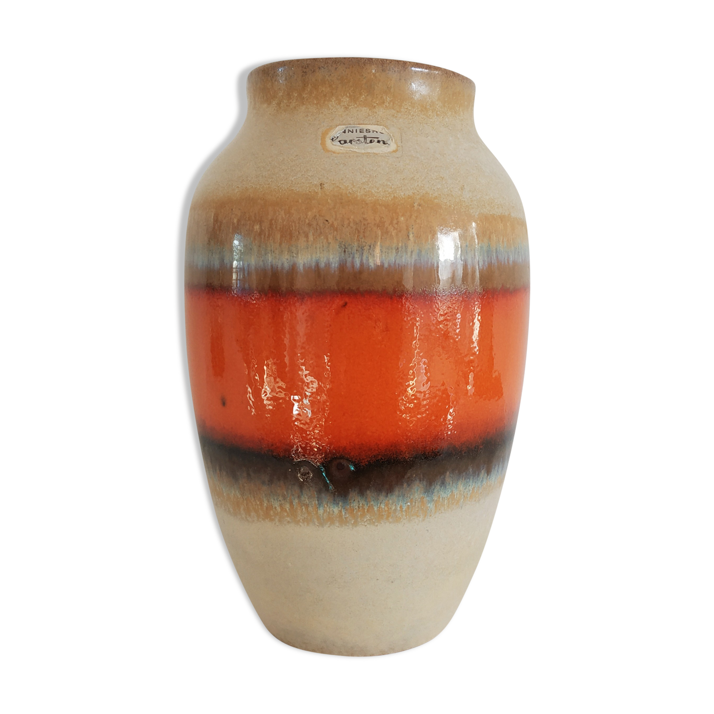 Vase West Germany  Carstens aux émaux rouge-orange, 1960