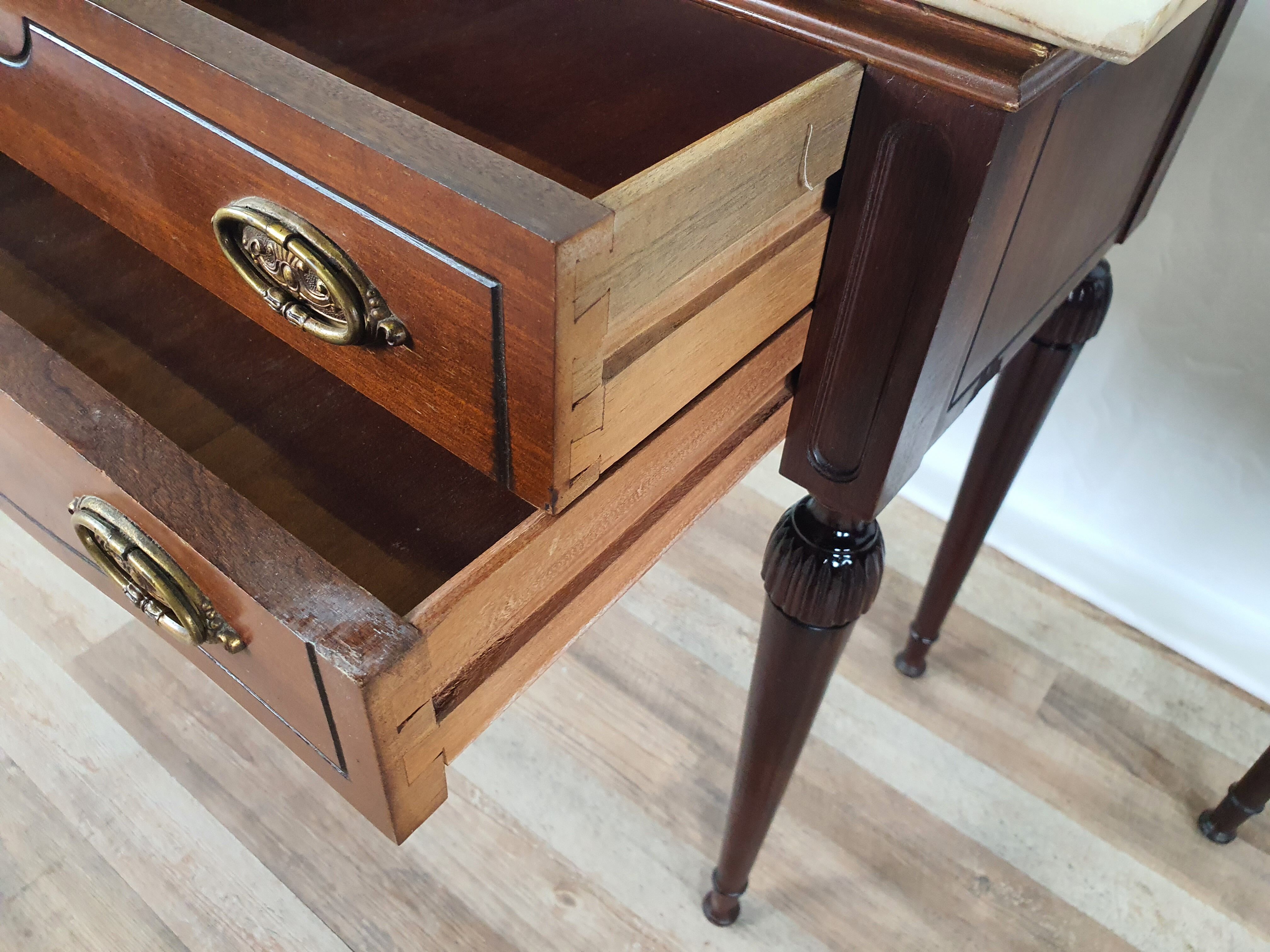Pair of 1960s bedside tables with marble