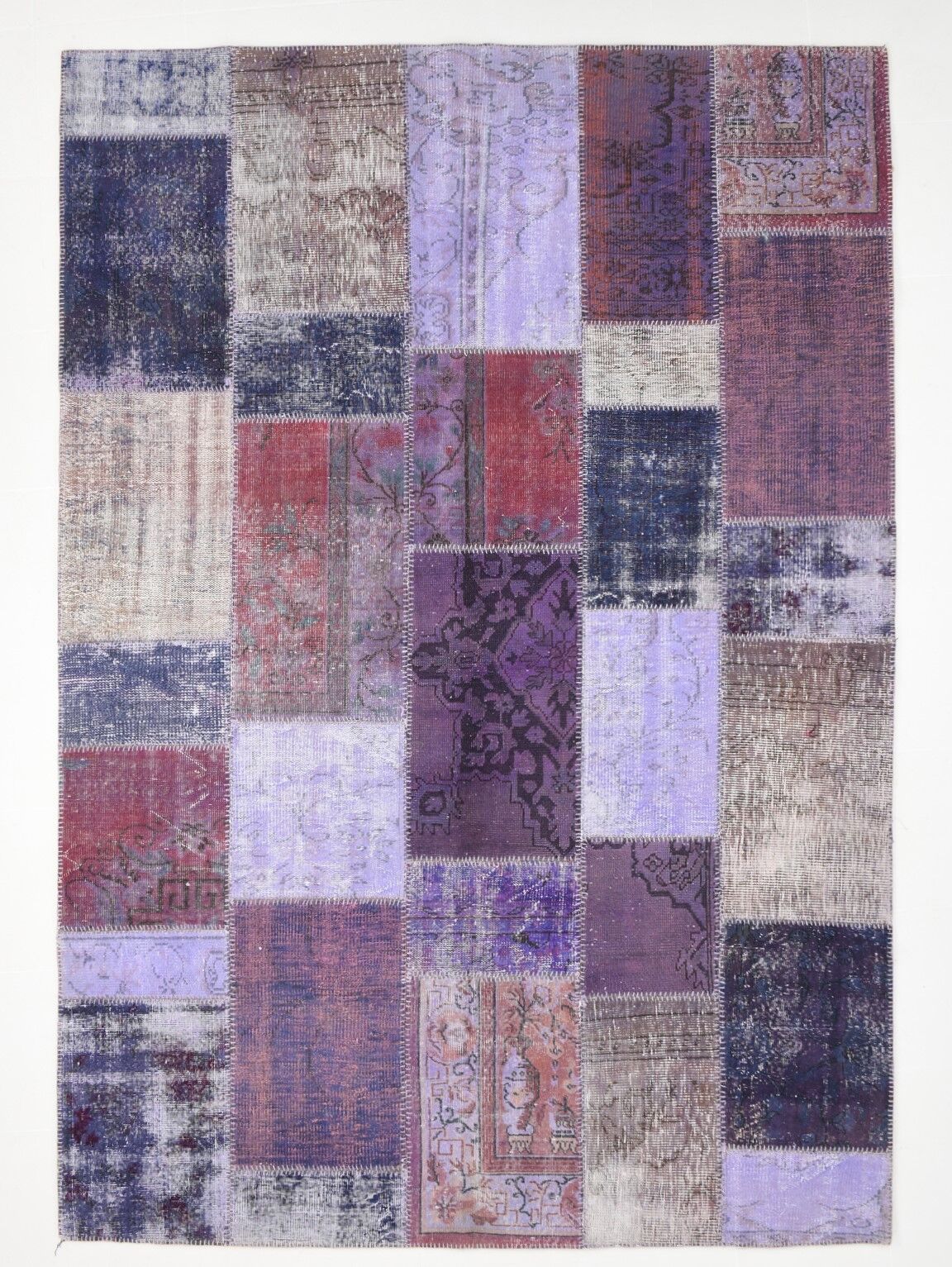 Purple tones vintage patchwork rug 304x215cm