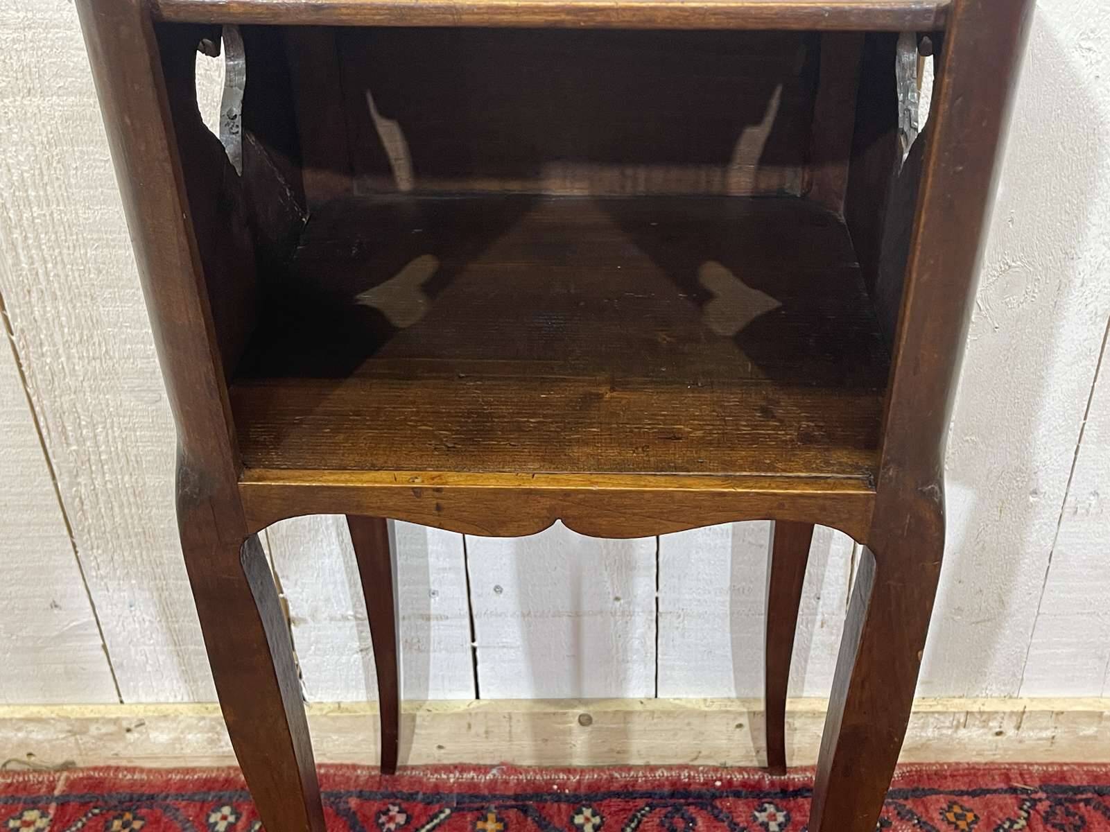19th-century bedside table in cherry wood