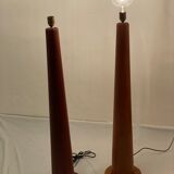 Pair of Bespoke Massive Teak Floor Lamps