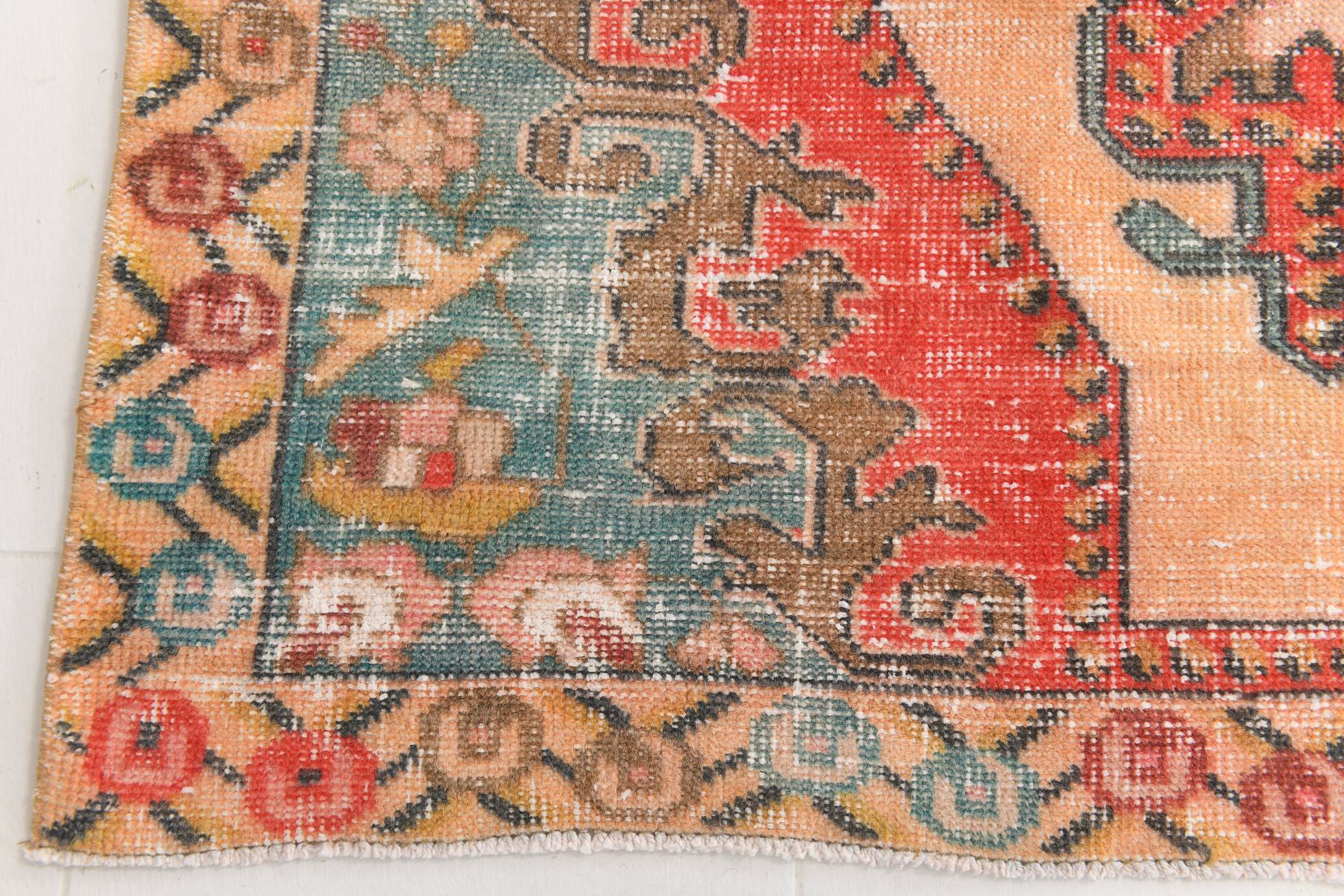 5x7 Vintage Red & Beige Vintage Oushak Small Size Area Rug, 134x218 Cm