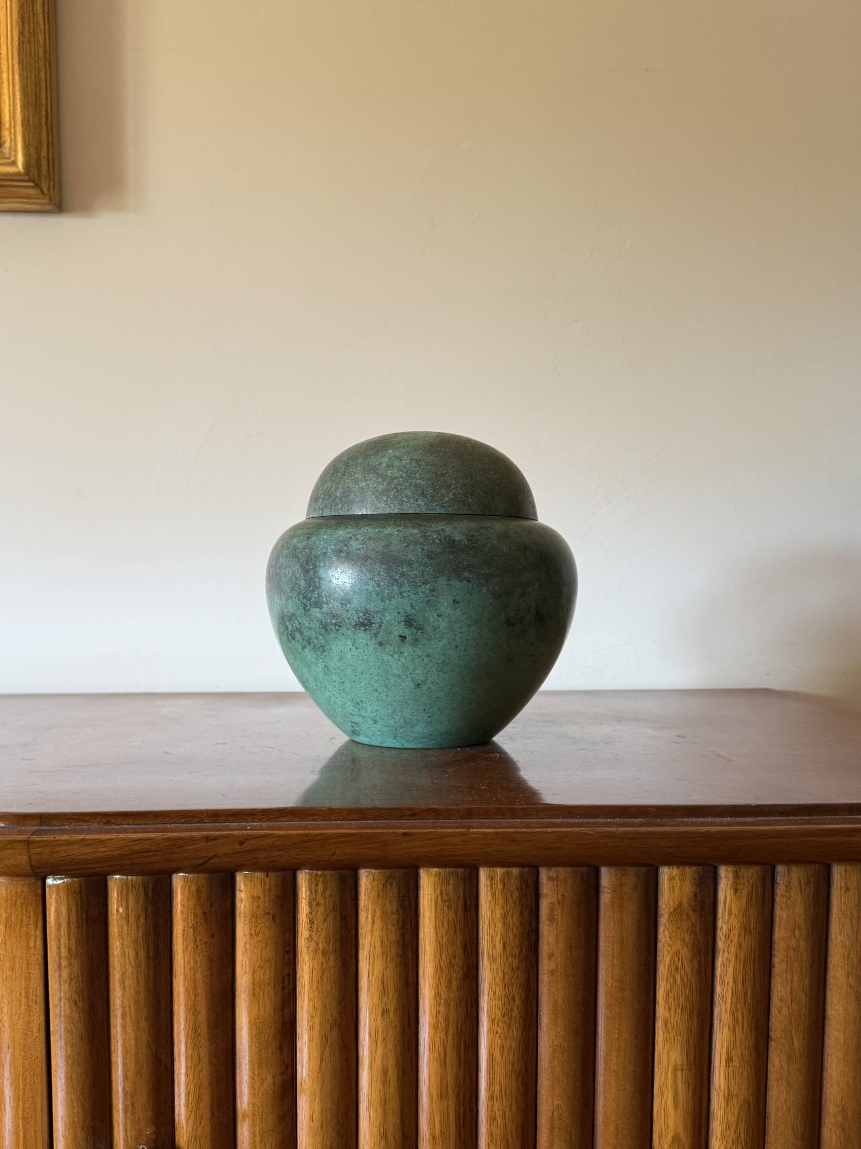 Art Deco green vase / potiche Ikora series, Paul Haustein, WMF Germany ca.