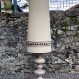 Beige ceramic lamp with crackle look, vintage 1970