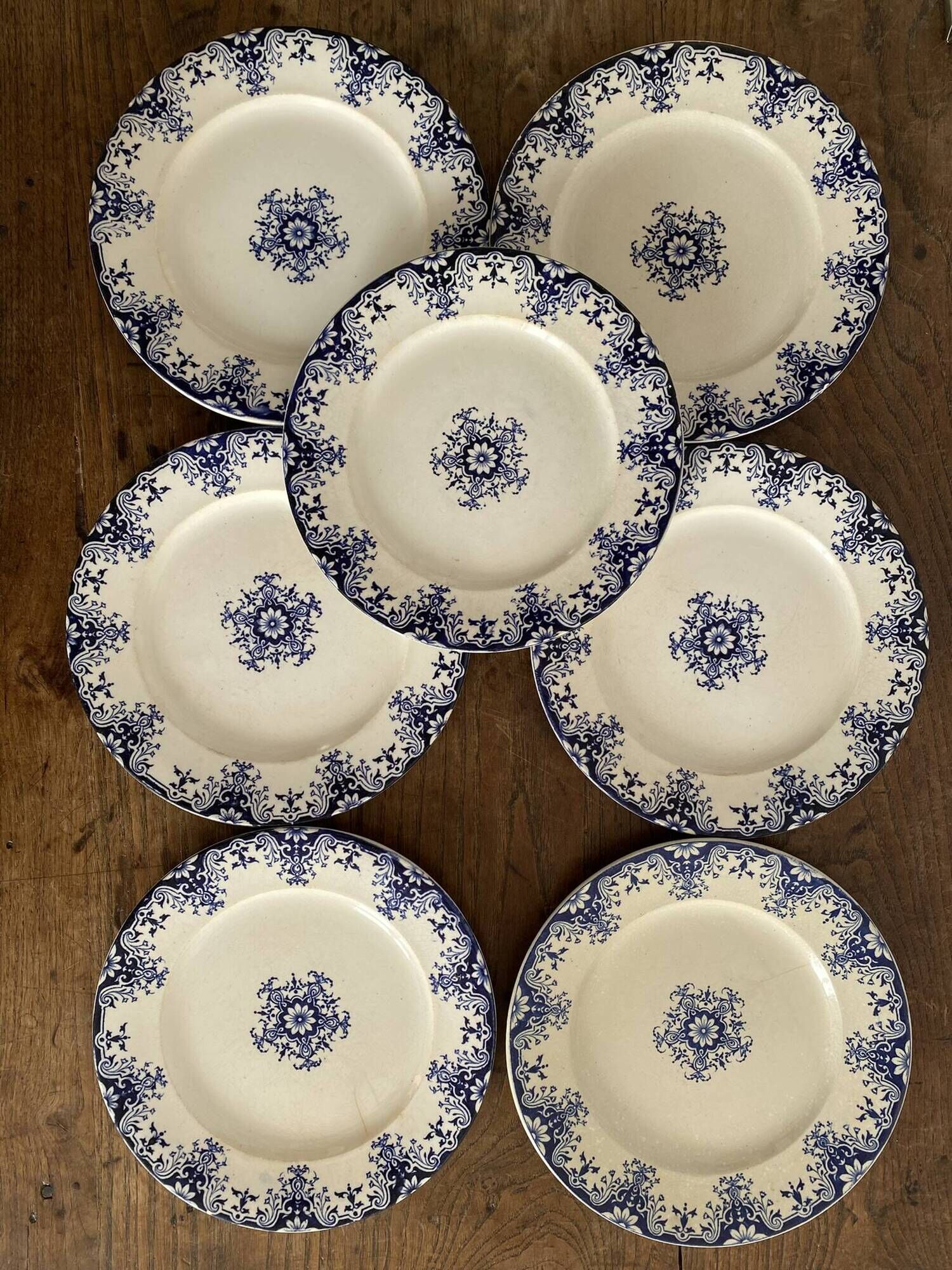 Flat ironstone plates "Rouen" Jules Vieillard Bordeaux