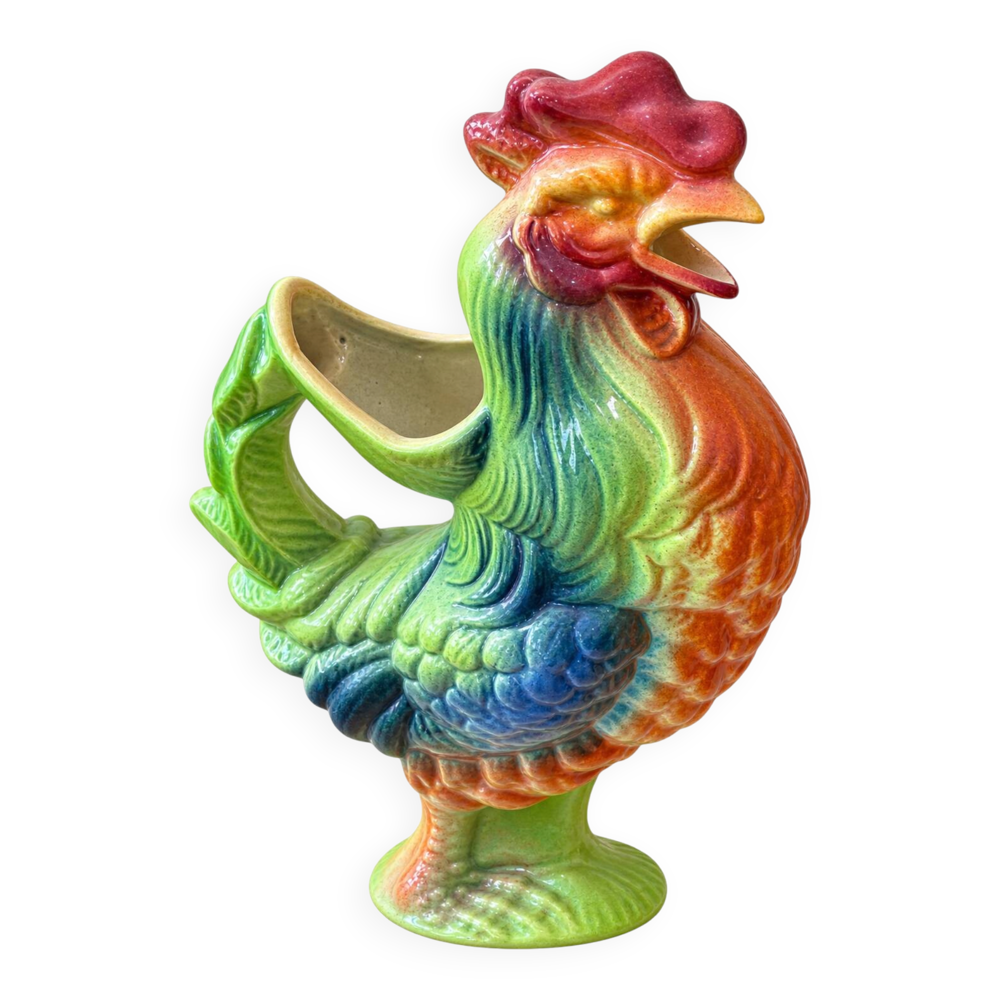 Jug with a rooster in slipware