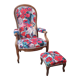 Voltaire armchair and ottoman