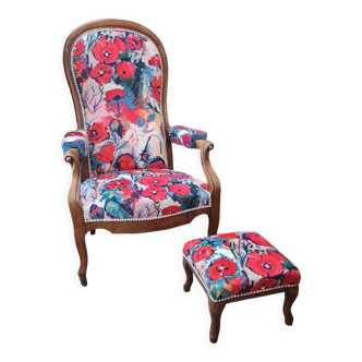 Fauteuil et repose-pied Voltaire