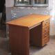 Vintage desk, children's wooden desk in art deco style, desk with drawers