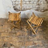 Pair of vintage bamboo fisherman's stools