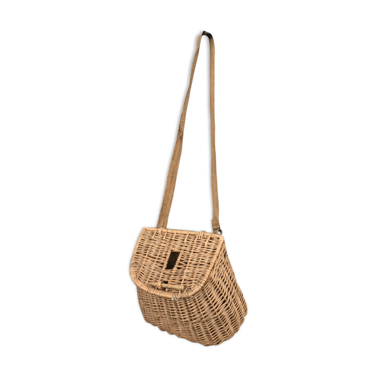 Wicker fishing basket