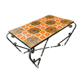 Vintage iron and tile table by Villeroy and Boch