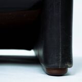 Maralunga sofa in brown black leather by Vico Magistretti for Cassina, 1970