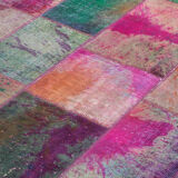 Tapis anatolien surteint fait à la main 198 cm x 302 cm tapis patchwork multicolore