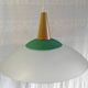 Scandinavian style pendant light in glass and wood - late 20th century