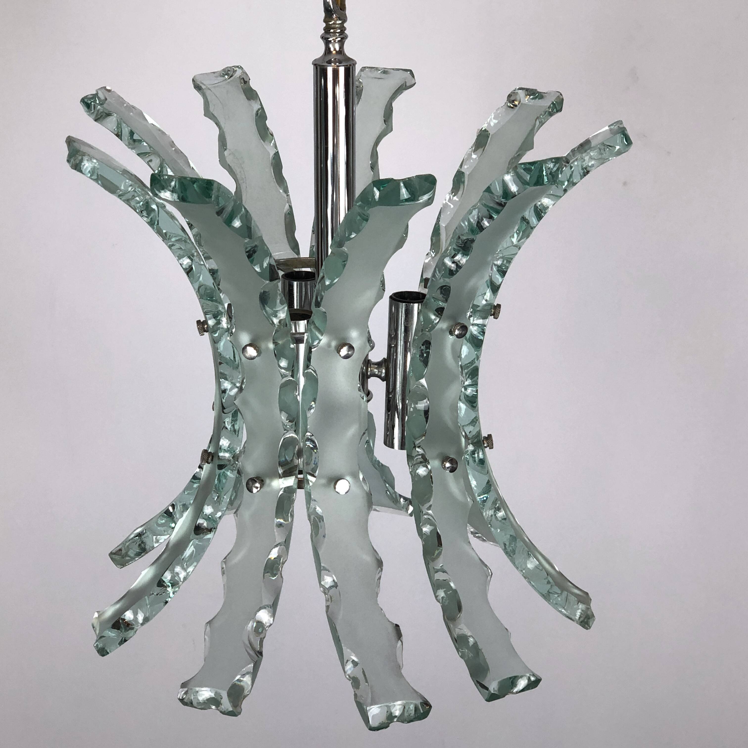 Mid-century Italian cut glass chandelier by Zero Quattro