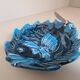 Beurrier en céramique bleue à décor de poisson et son couteau signés Vallauris, 1960