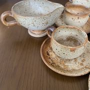 Handmade stoneware tea set, 1970s-80s