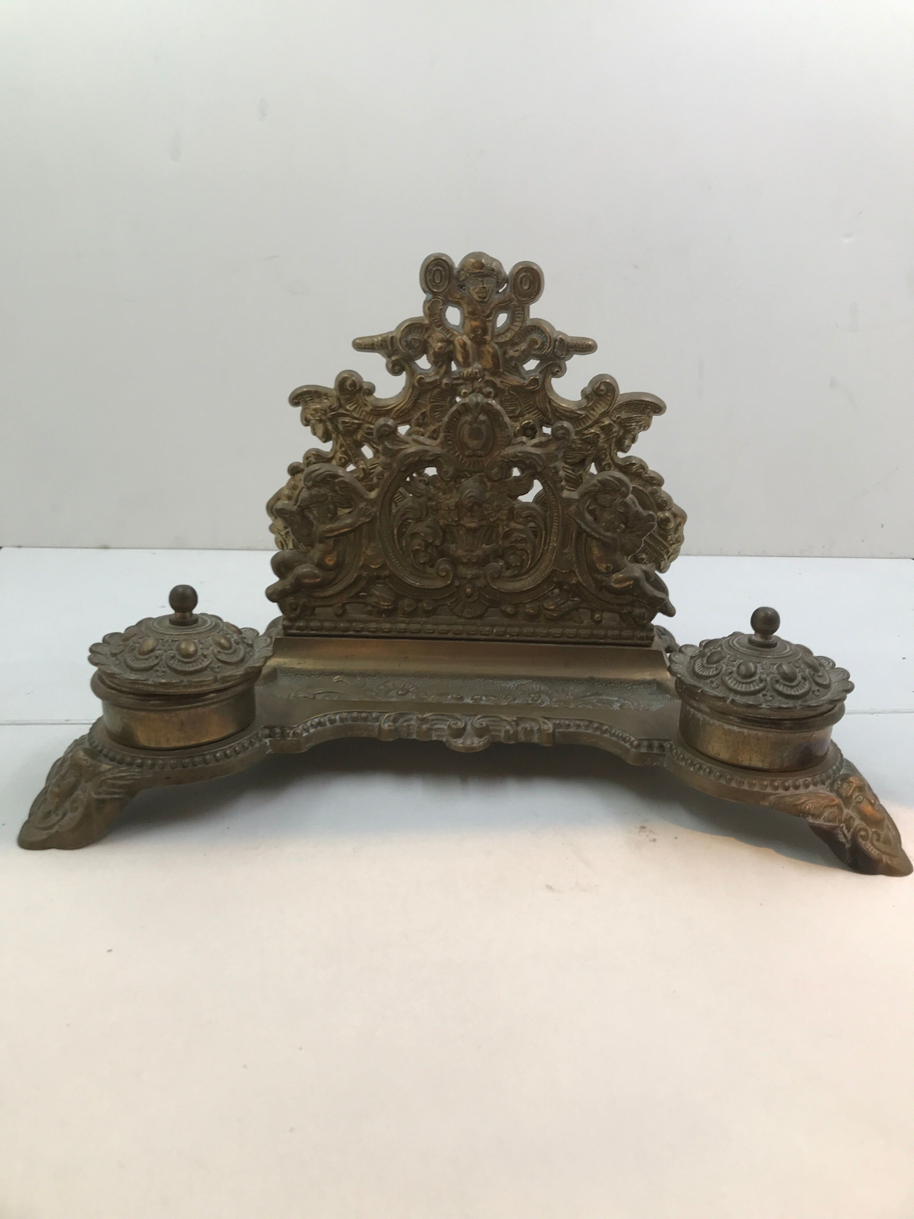 Brass inkwell