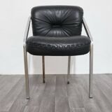 Dining Chairs with Steel and Leather by Mobil Girgi, 1970s, Set of 4