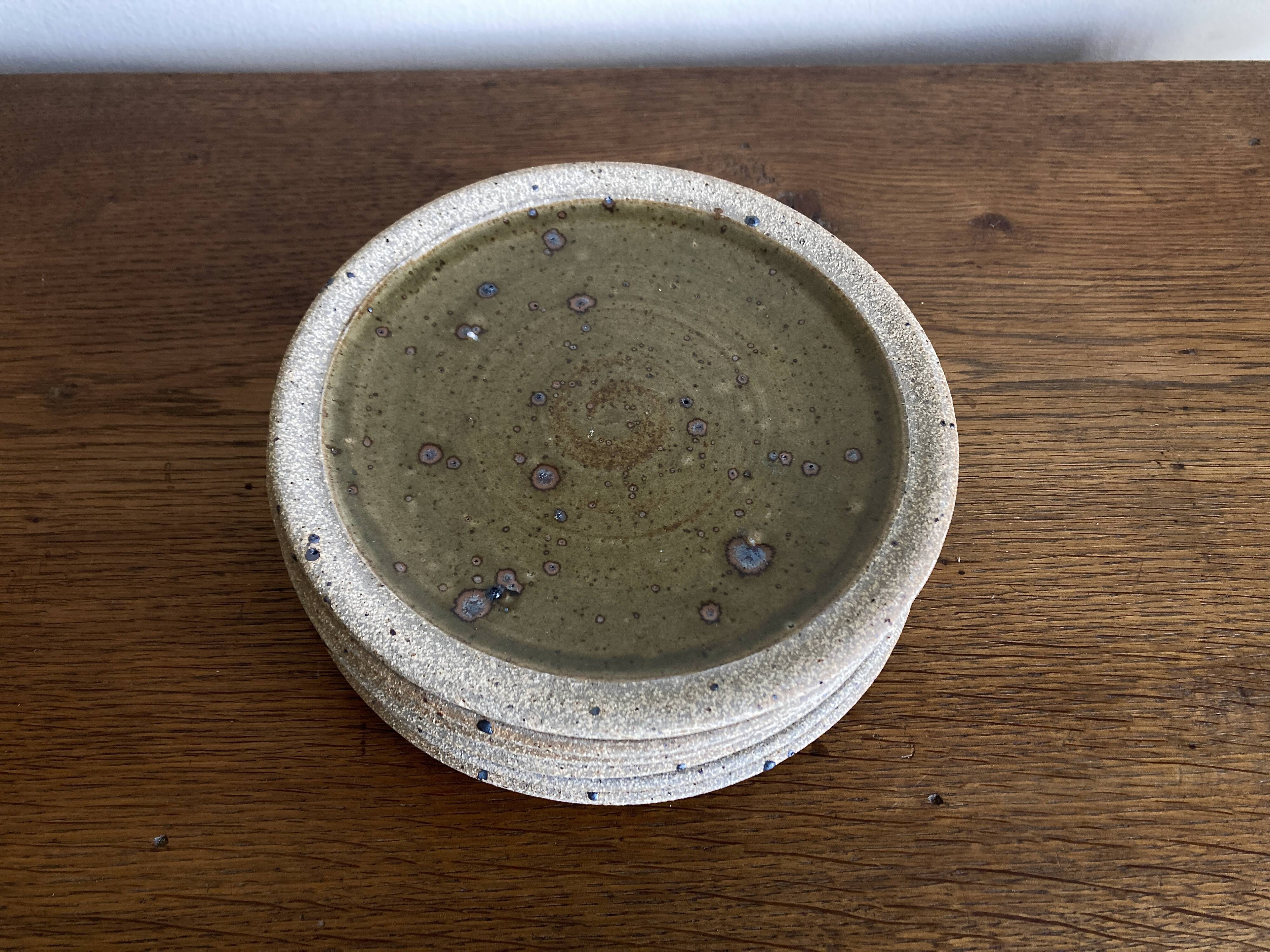 Set of 6 dessert plates by Pierre Digan, La Borme 1970