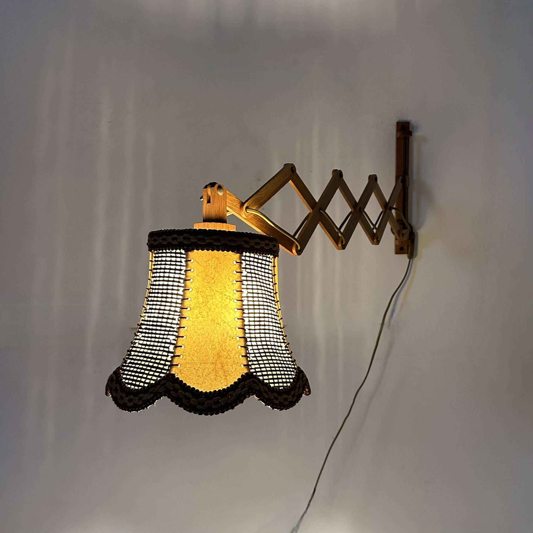 Vintage teak scissors wall lamp , 1960s