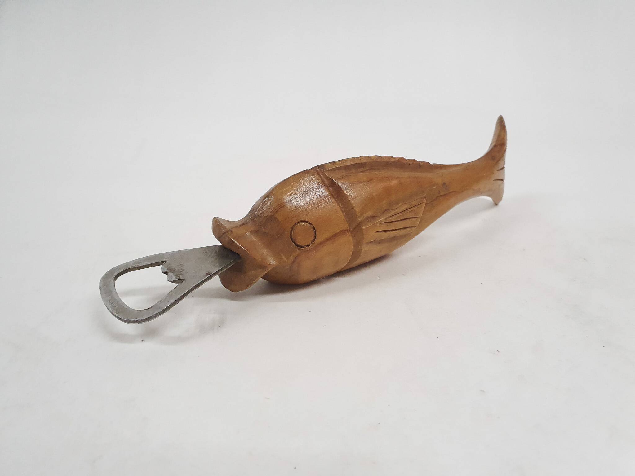 Vintage wooden fish bottle opener, 1970's