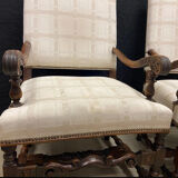 Pair of Louis XIII style molded wood armchairs
