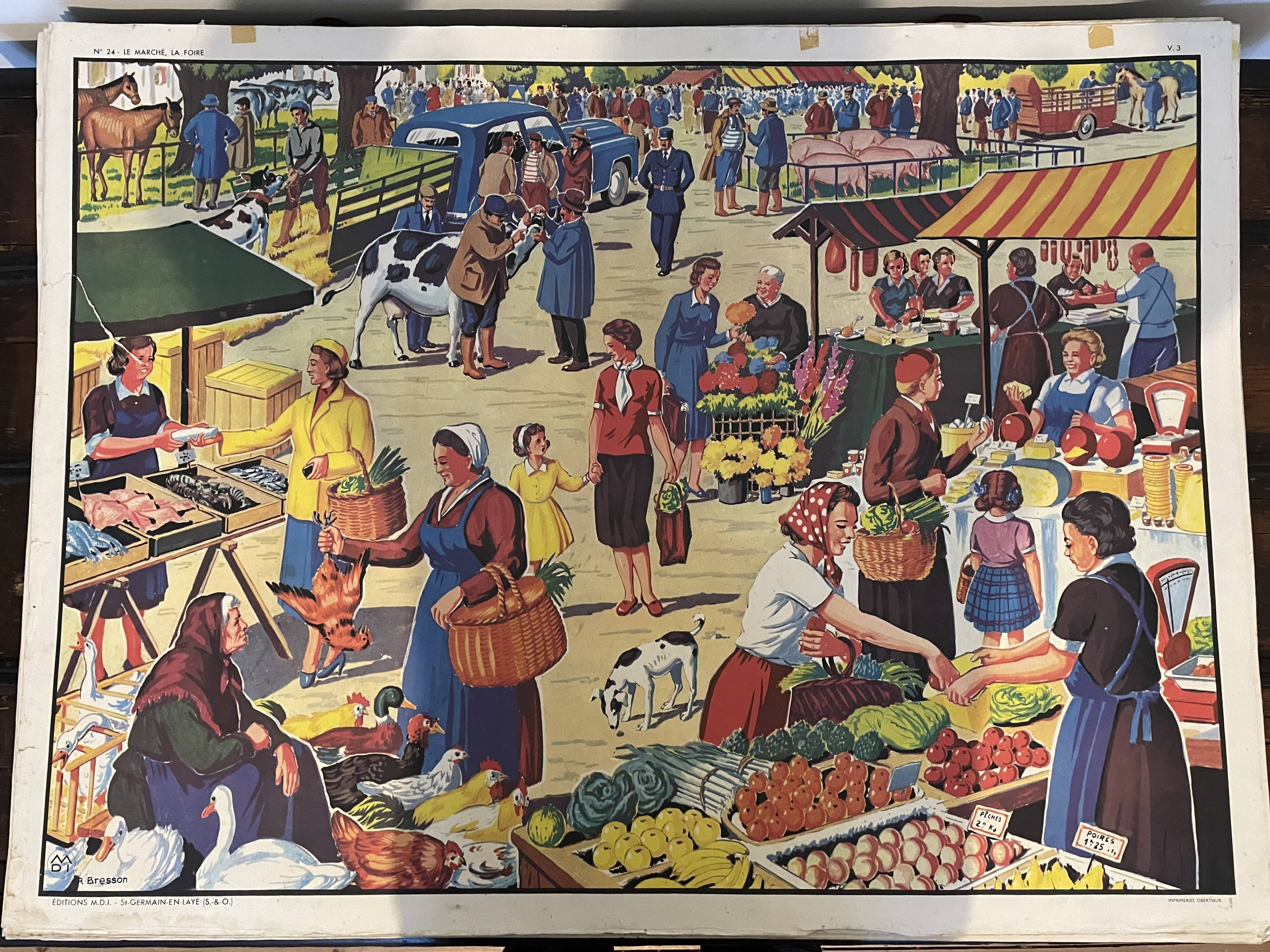 Vintage mdi school poster "the market, the fair