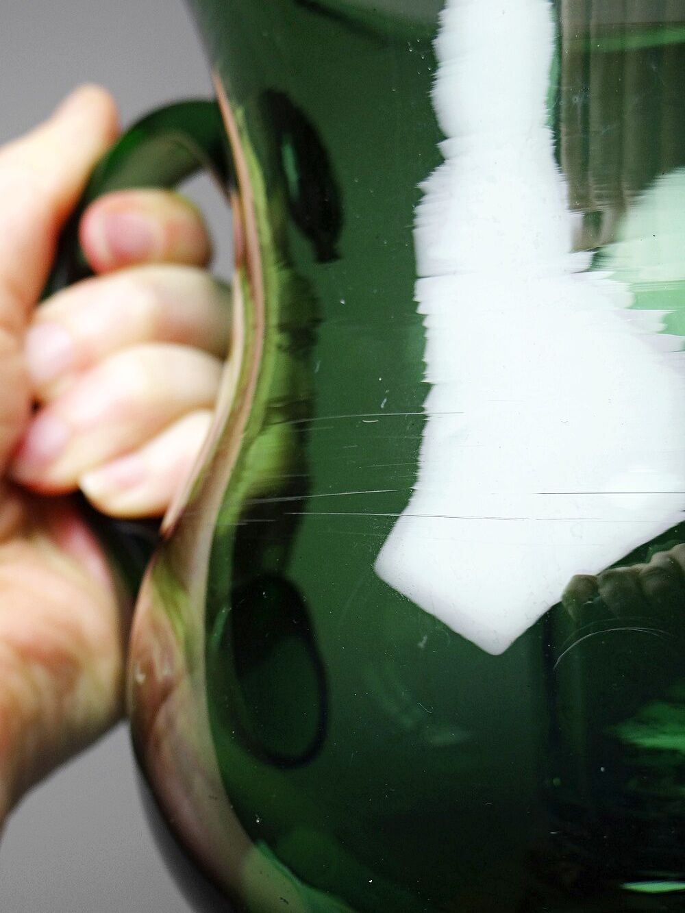 Large vintage green blown glass lantern, 1960s-70s.