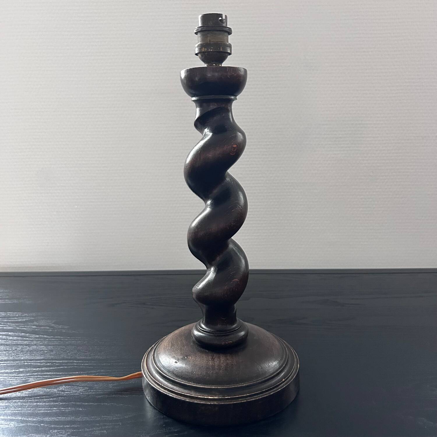 Turned wooden lamp base