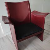 Bordeaux leather armchair by Tito Agnoli for Matteo Grassi, Italy