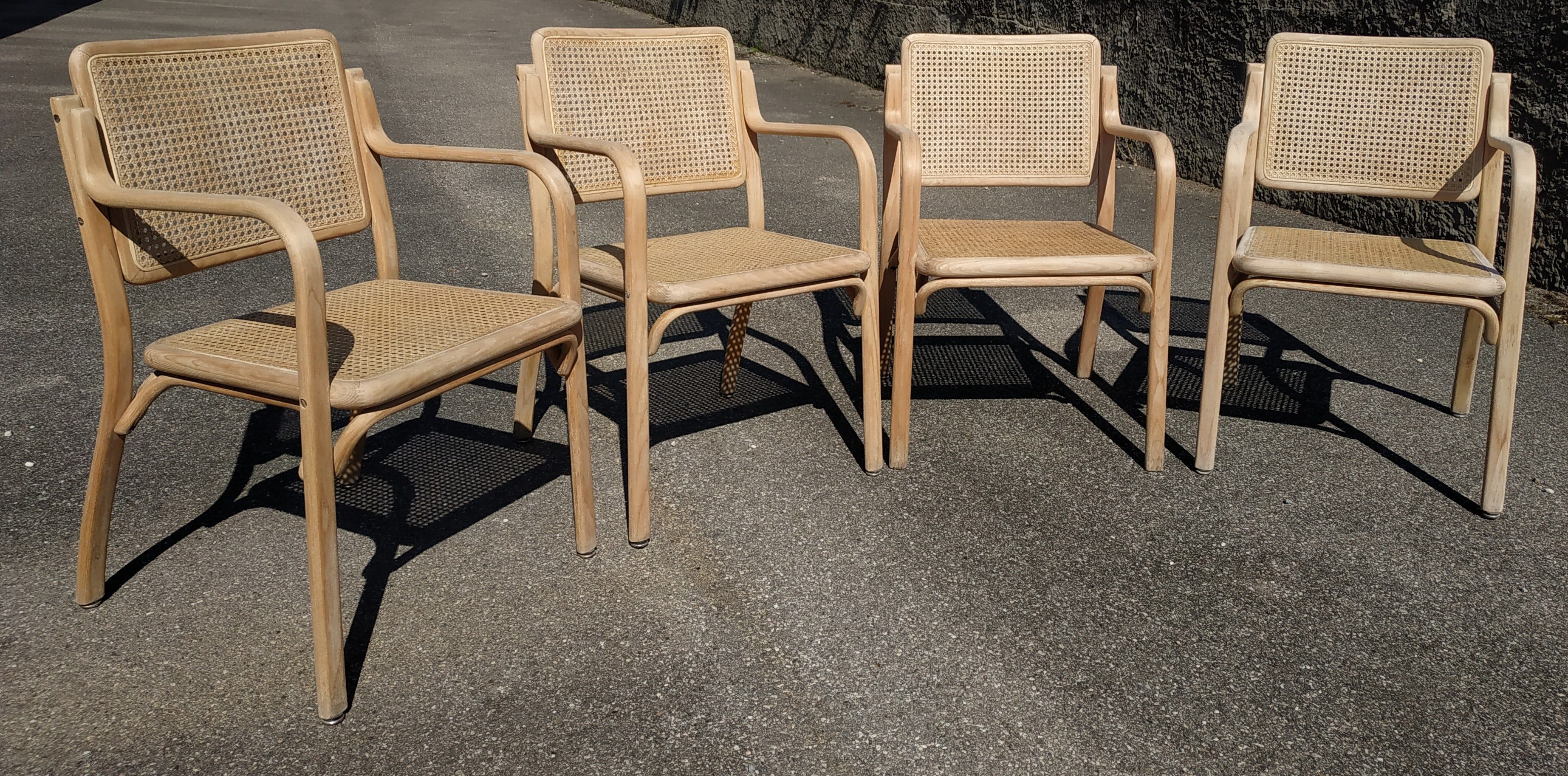 Série de 4 chaises cannées vintage années 60