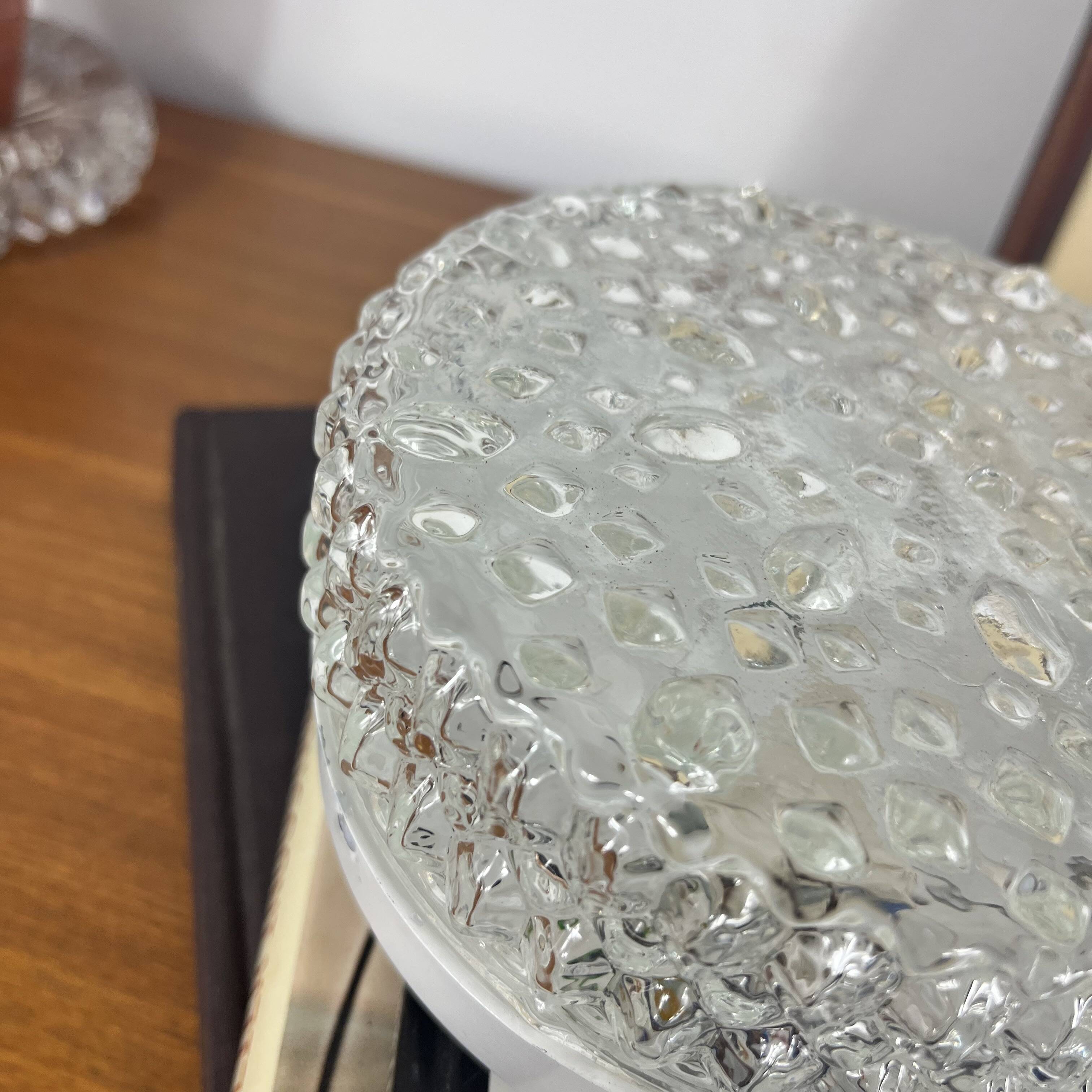 Small round wall lamp ceiling light in glass vintage diamond point
