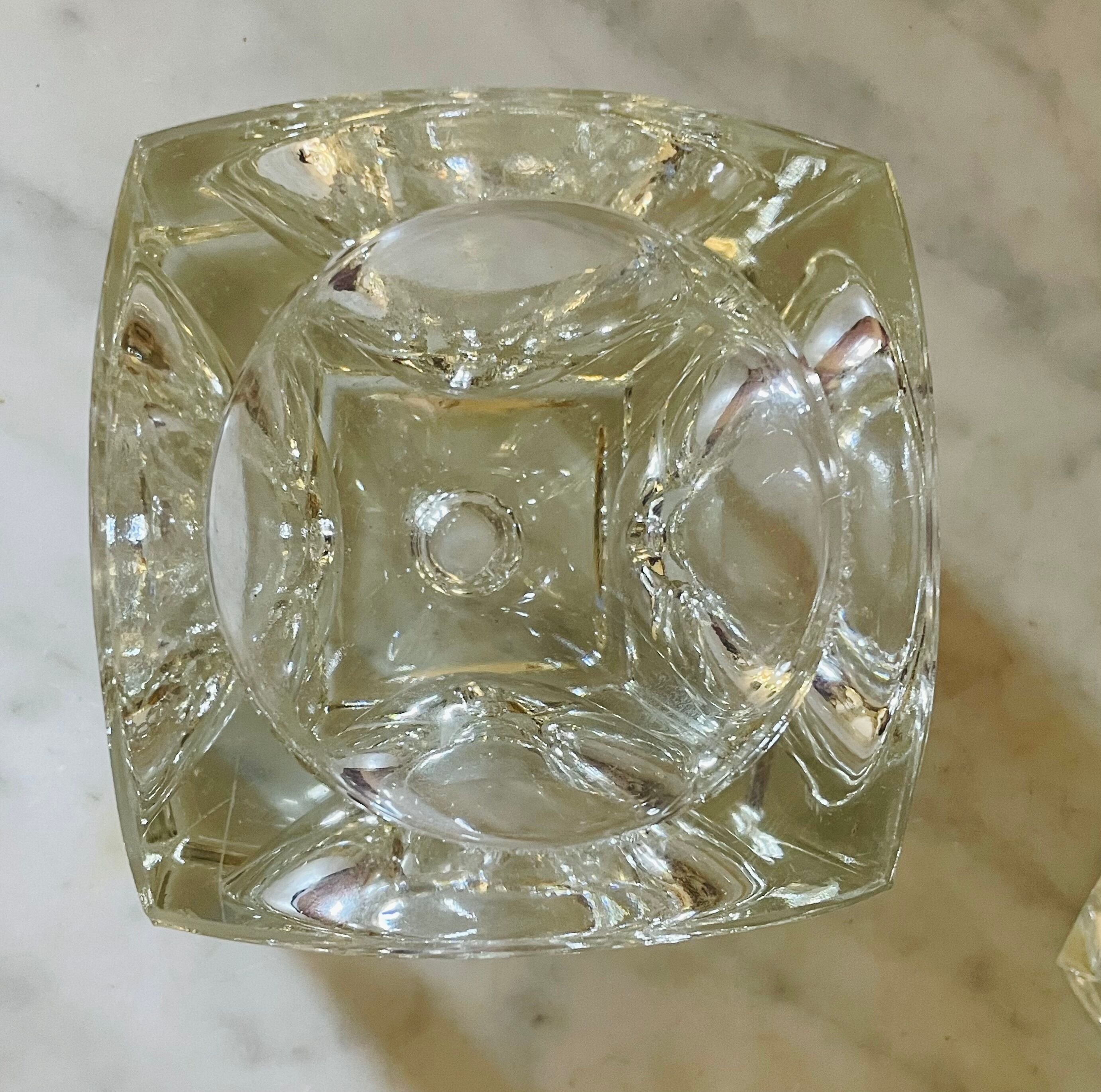 "Ice Cube" candle holders in solid glass attributed to Peill & Putzler - All
