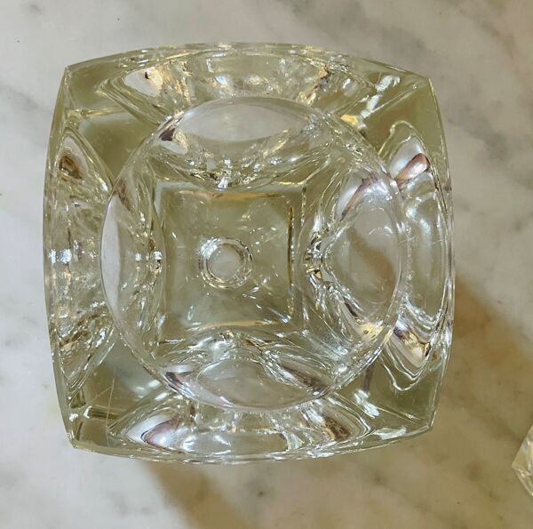 Bougeoirs ''Ice Cube'' en verre massif attribués à Peill & Putzler - All