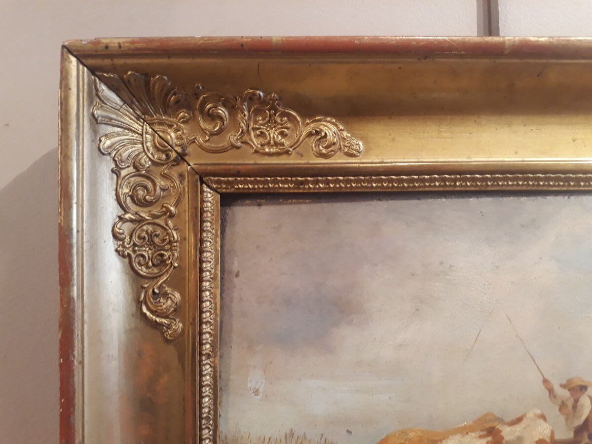 Oil on panel, charette 19th century