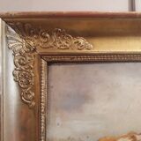 Oil on panel, charette 19th century