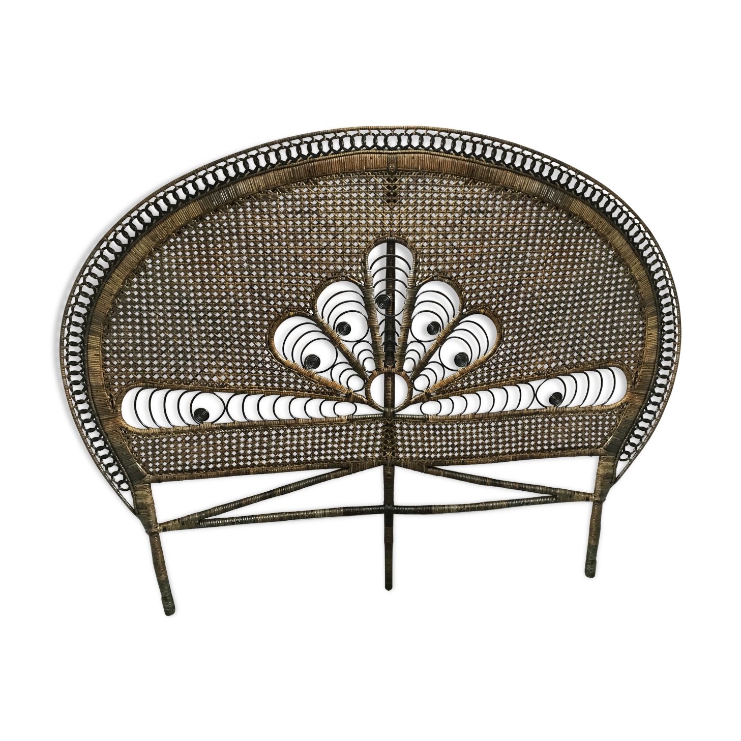 Peacock rattan bedhead