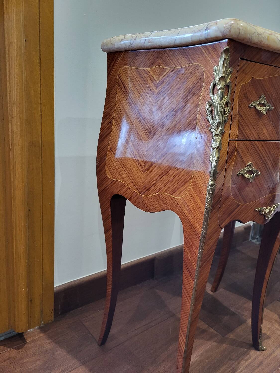 Pair of marquetry bedside tables