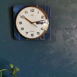 Horloge vintage pendule murale silencieuse "Romatic bleu doré"