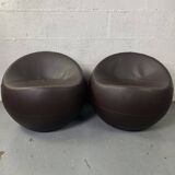 Brown Leather Ball Chair by Finn Stone