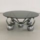 Sputnik Coffee Table in Chromed Metal and Smoked Glass